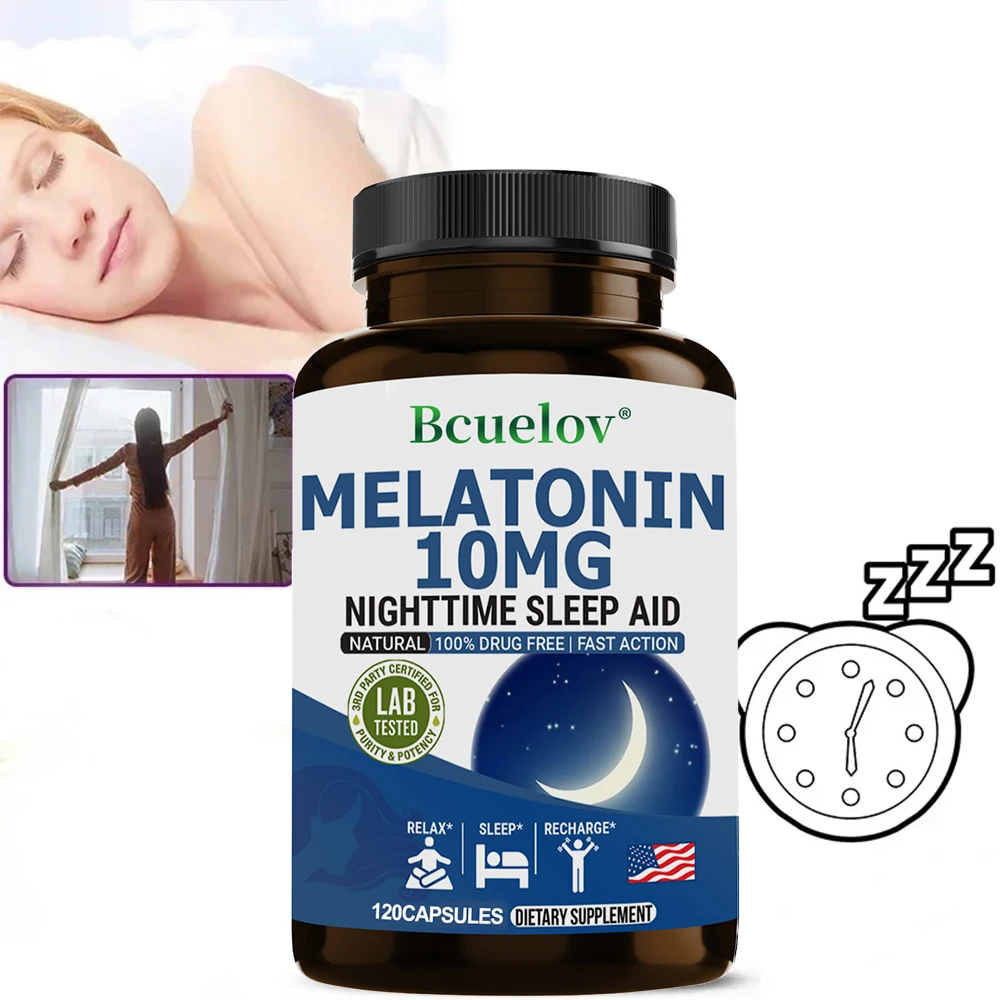 

Melatonin 10mg - Anxiety Stress Relief Help Deep Sleep Save Help Insomnia Aiding Fall Asleep, Supports Natural Sleep Cycles