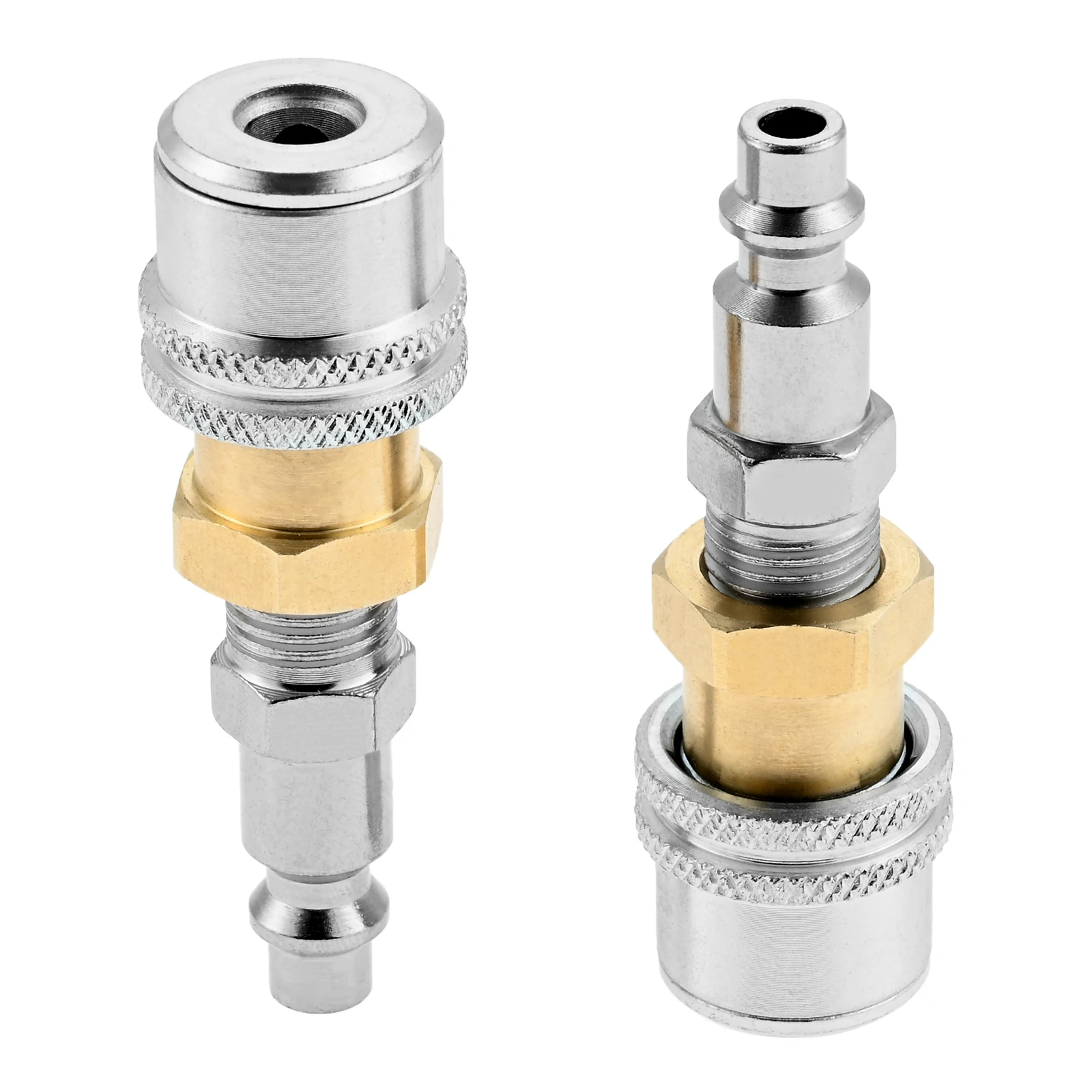 2Pcs Closed Flow Brass Straight Tire Lock on Air Chuck 1/4FNPT Standard Male Quick Plug for Tire Inflator Gauge & Air Compressor