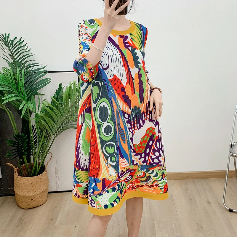 Miyake Pleated Dress, Plus Size, New Chinese Style, Summer Temperament, 2024