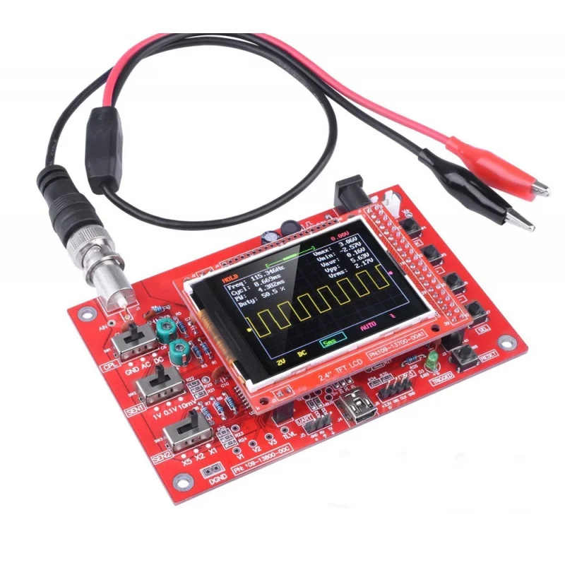 Fully Assembled Digital Osciloscope, 2.4-inch TFTde LCD Screen, Sondealligator Test, acrylic case