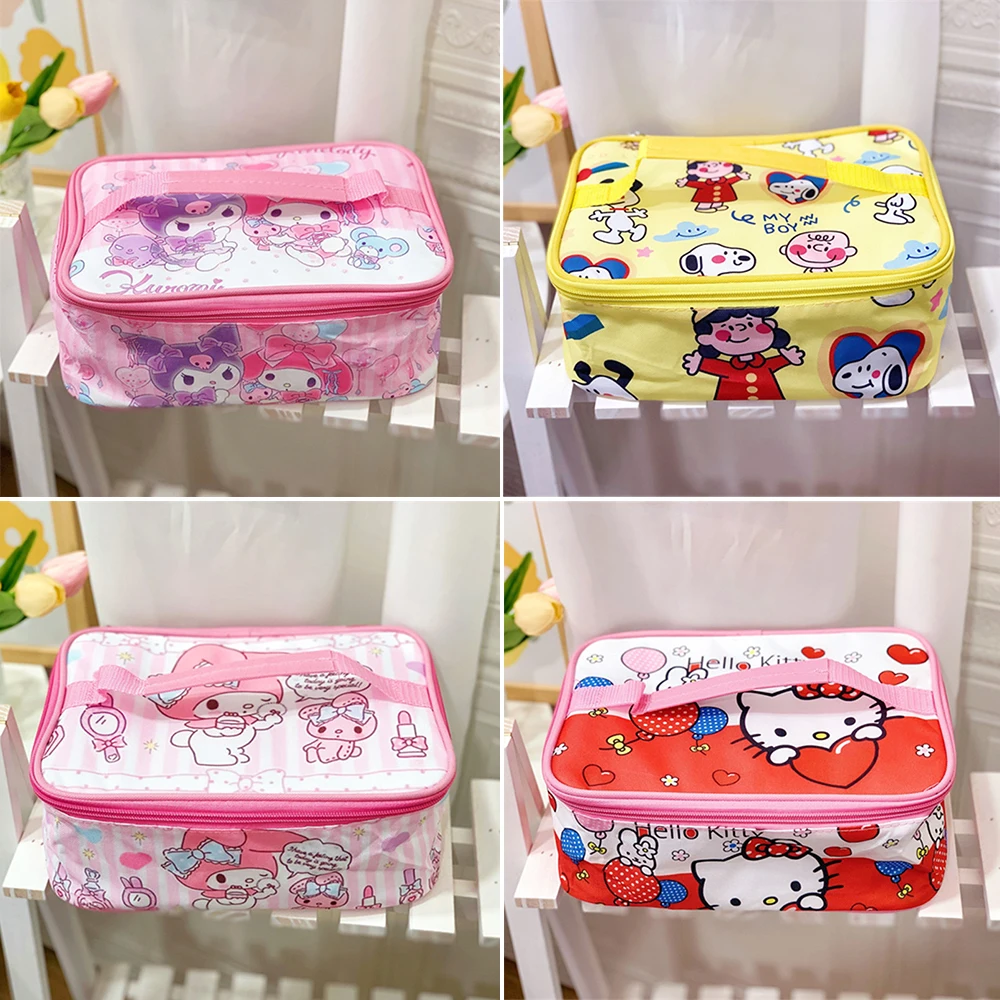 Kawaii Acrtoon Snoopys Hellokts Kuromi Melody Anime Lunch Bag Portable Large Capacity Insulated Thermal Food Picnic Tote Pouch