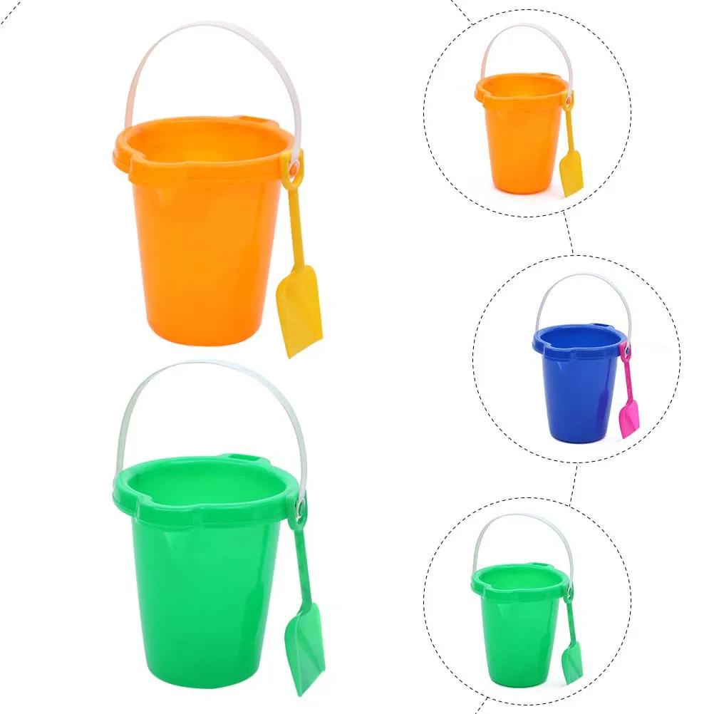 2 قطعة دلاء بلاستيكية للأطفال دلو مياه صغير محمول للشاطئ للأطفال في الهواء الطلق أدوات لعب الرمل المتينة حامل الرمل