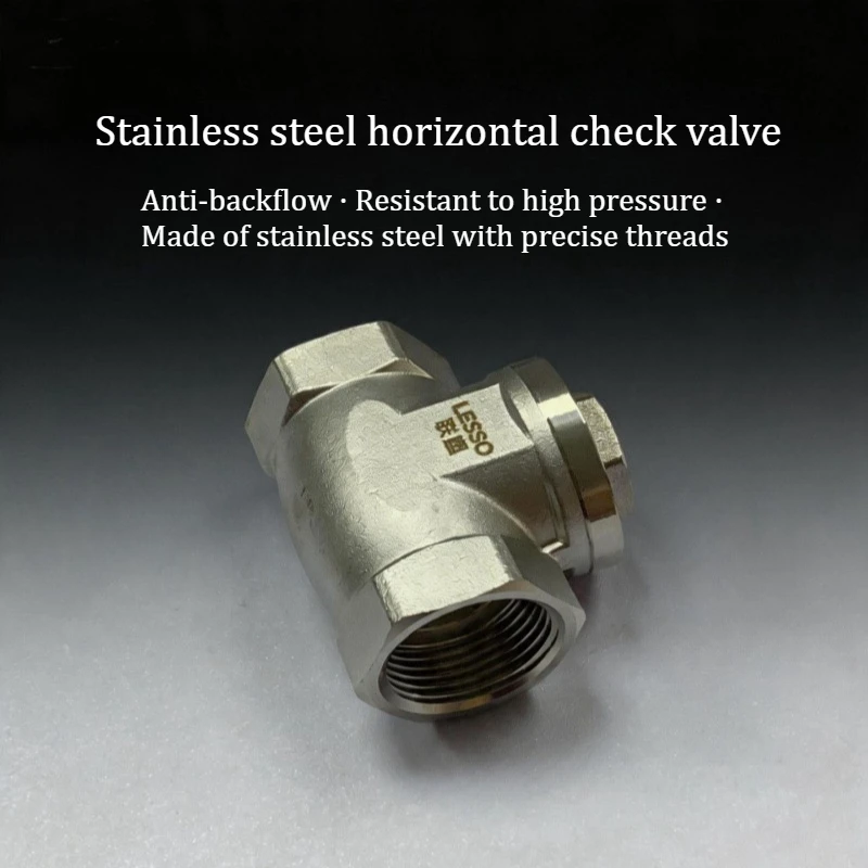 304 Stainless Steel Threaded Horizontal Check Valve, Corrosion-Resistant, Internal Thread Pipe One-Way Backflow Prevention