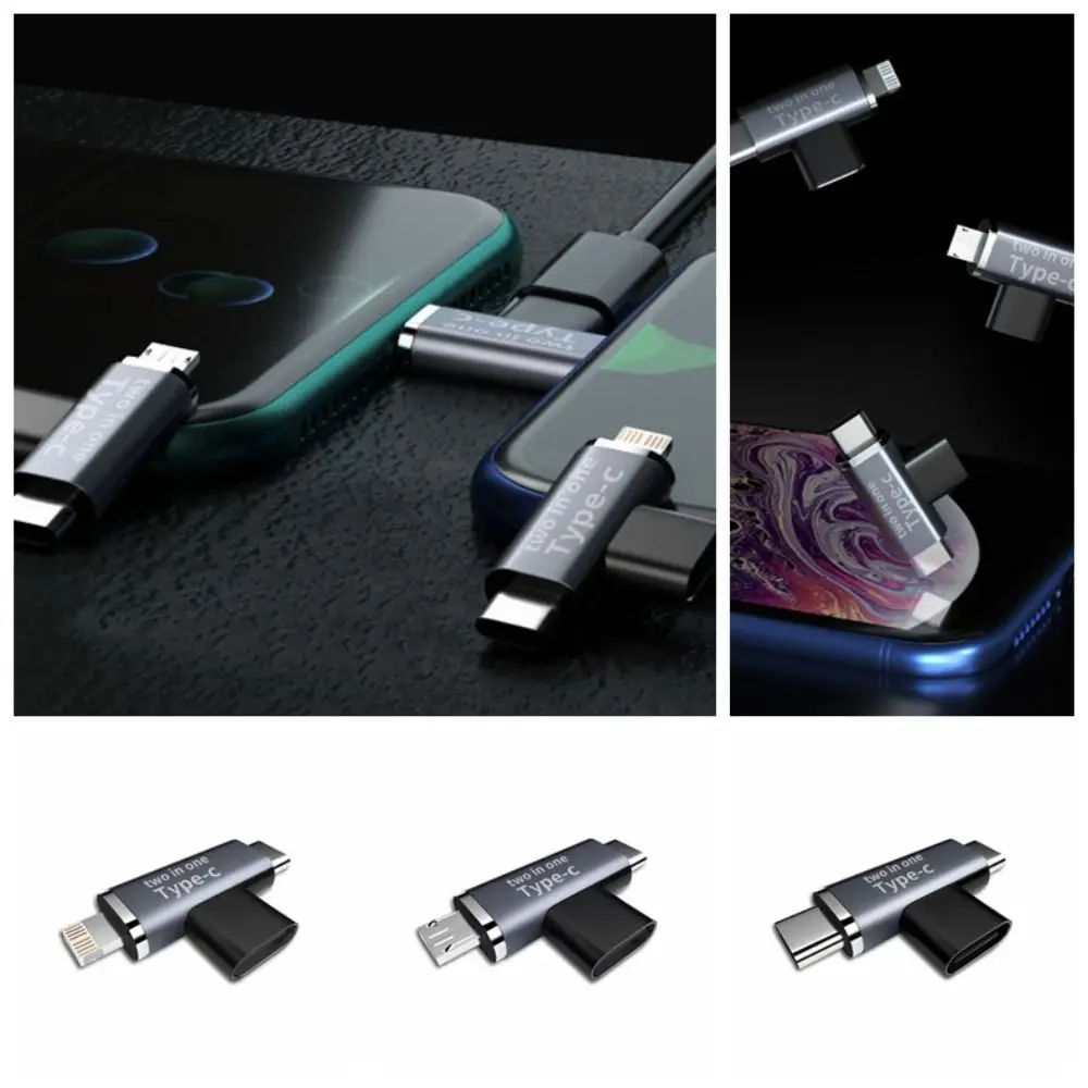 USB Adapter 2 in 1 Type C Adapter Micro/IOS /Dual Type C Male USB C Female Type C OTG Adapter T-shaped Universal USB-C Converter