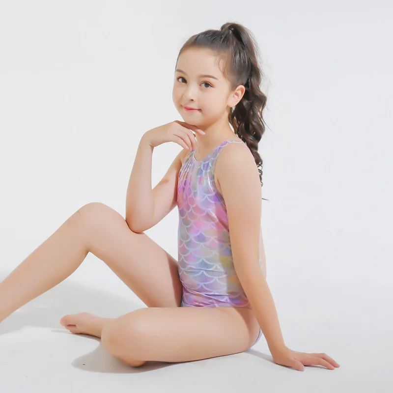 Kawaii Mermaid Kids One-piece Swimwear Casual Back Hollow Design Summer Sport Thin Straps Bathsuit Athletic Children's Swimsuit