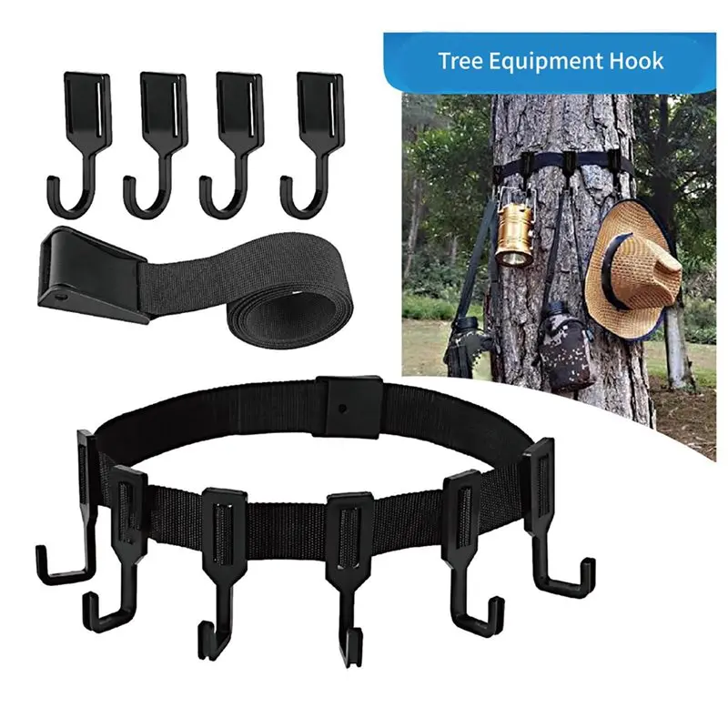 [NEW!ABKG】 2X Gear Hanger Thick Strap Bow Hanger Multi-Hook Accessory Holder Portable Thick Strap Bow Hanger Outdoor Gear Holder