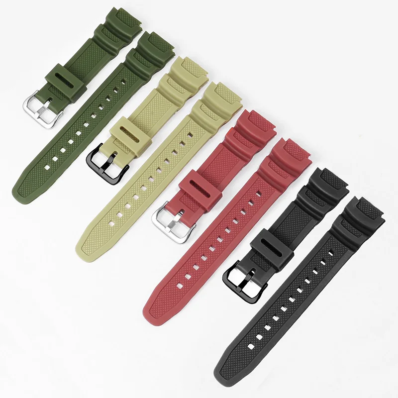 Substitute For Small Square Watchband W-218H-4B2/3A/1A/W737H/F-108 Series Resin Rubber Watch Strap 18mm