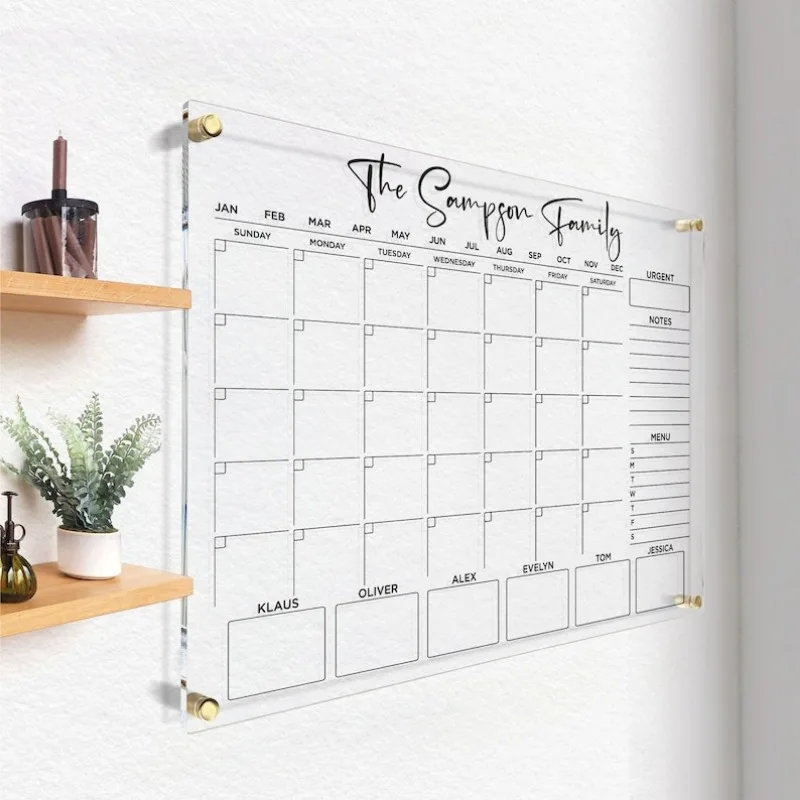 Dry Erase Acrylic Calendar Monthly & Weekly Planner for Wall Clear Family Wall Calendar With Marker Free Preview in 12 Hours