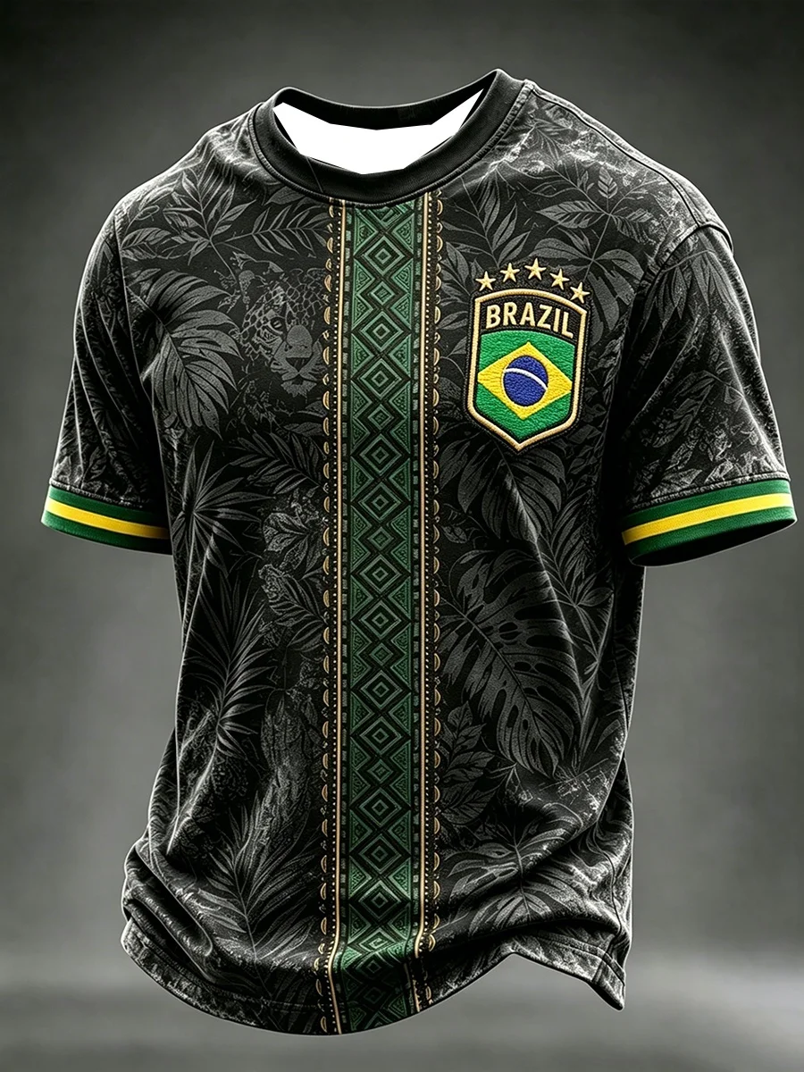 2026 Neues Brasilianisches Fußballtrikot mit Flaggenmotiv, Fanfreundliches Sporttraining, Schnell Trocknendes T-Shirt für Herren