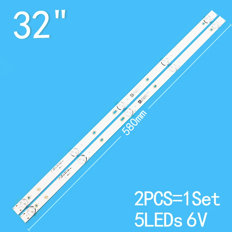 New 2PCS/lot 580mm 5LEDs 6V For 32