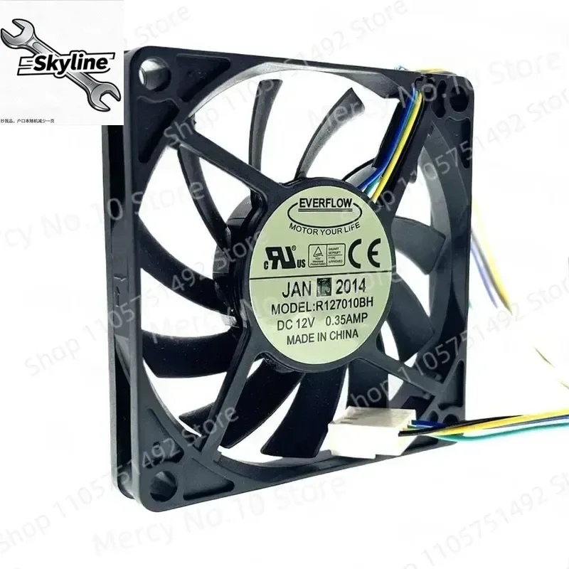 for R127010BH New Everflow 70mm 7cm 10mm Slim Dual Ball Bearing 70X70X10mm 0.35A 4200RPM 25CFM 40dBA 4P 4-Pin PWM Cooling
