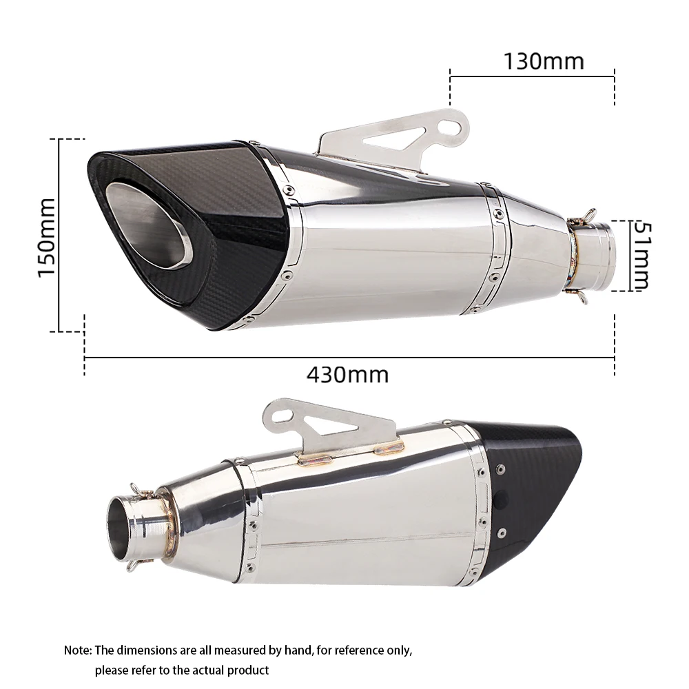 Wysoka wydajność ze stali nierdzewnej, uniwersalna rura wydechowa z włókna węglowego do motocykla, R11,51MM