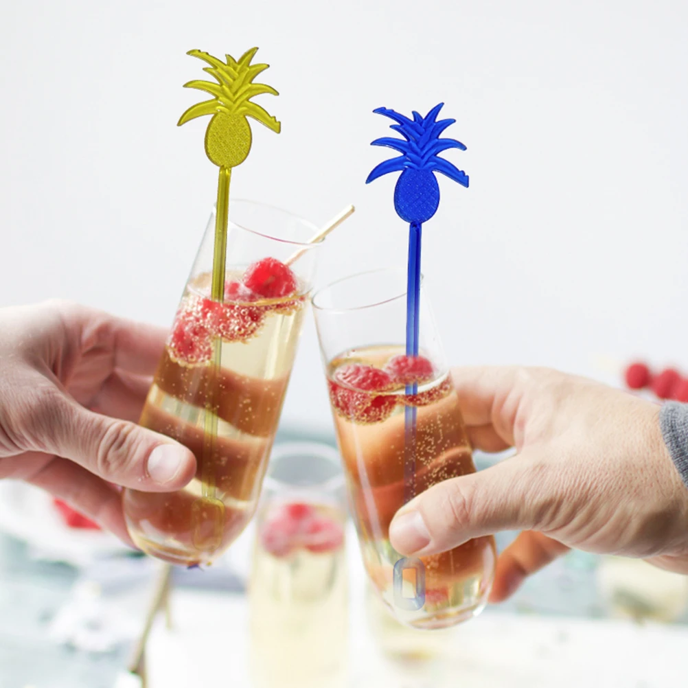 

20 Pcs Swizzle Stick Pineapple Drink Stirrers Cocktail Mixer Juice PVC Sticks Stirring Mixing