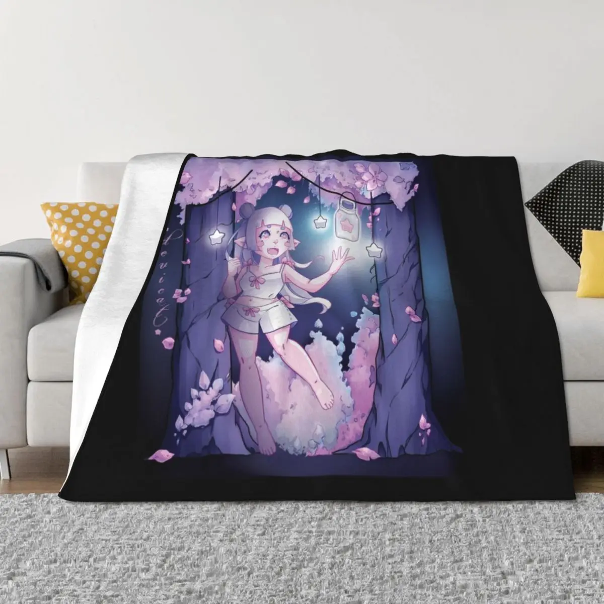 

CandiCat Chibi Forest Fauna  2023 Throw Blanket Summer Soft Beds Hairy Soft Plaid Blankets