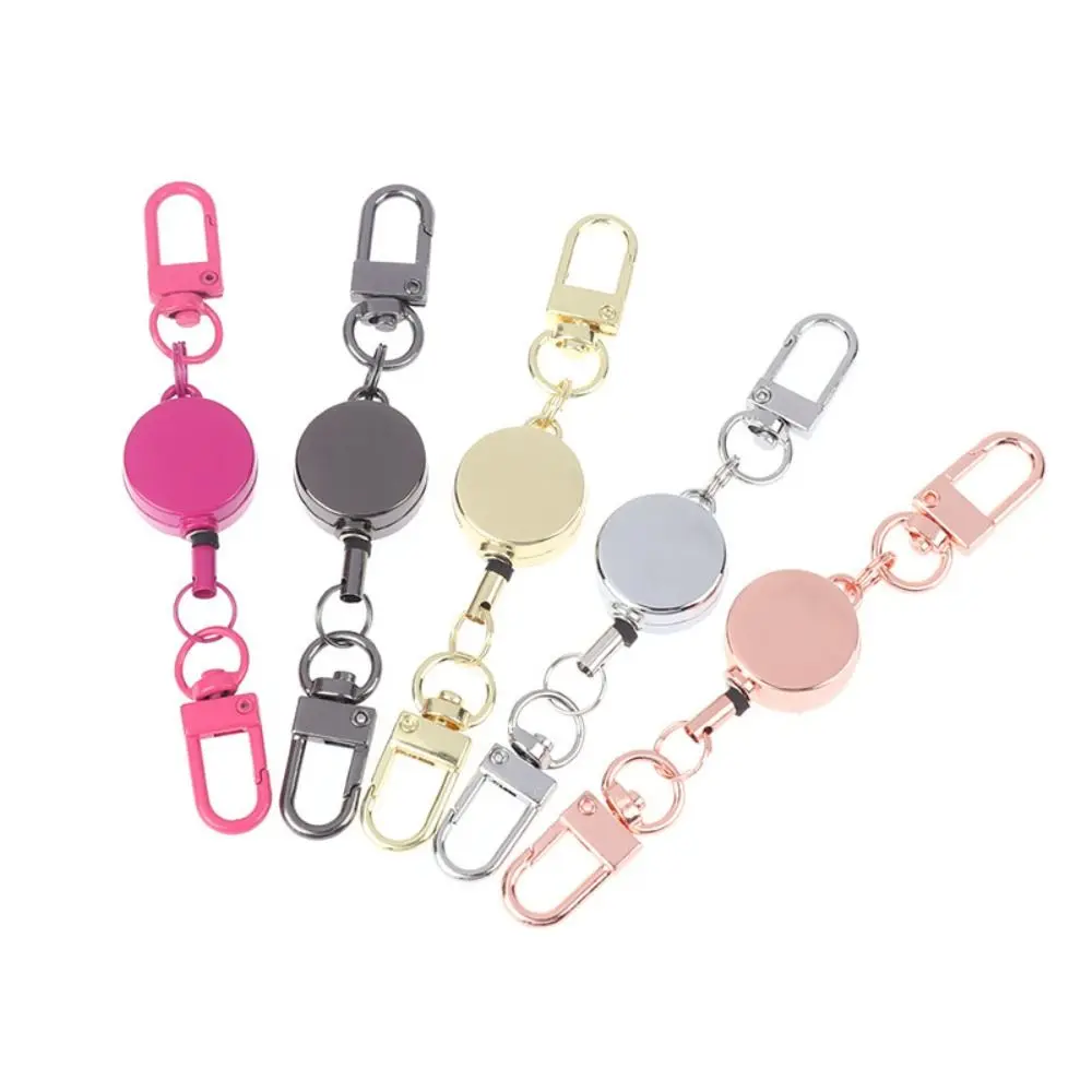 High Quality Metal Easy-to-pull Buckle Rope Elastic Retractable Elastic Keychain Anti-theft Metal Badge Holder Doctors/Nurses
