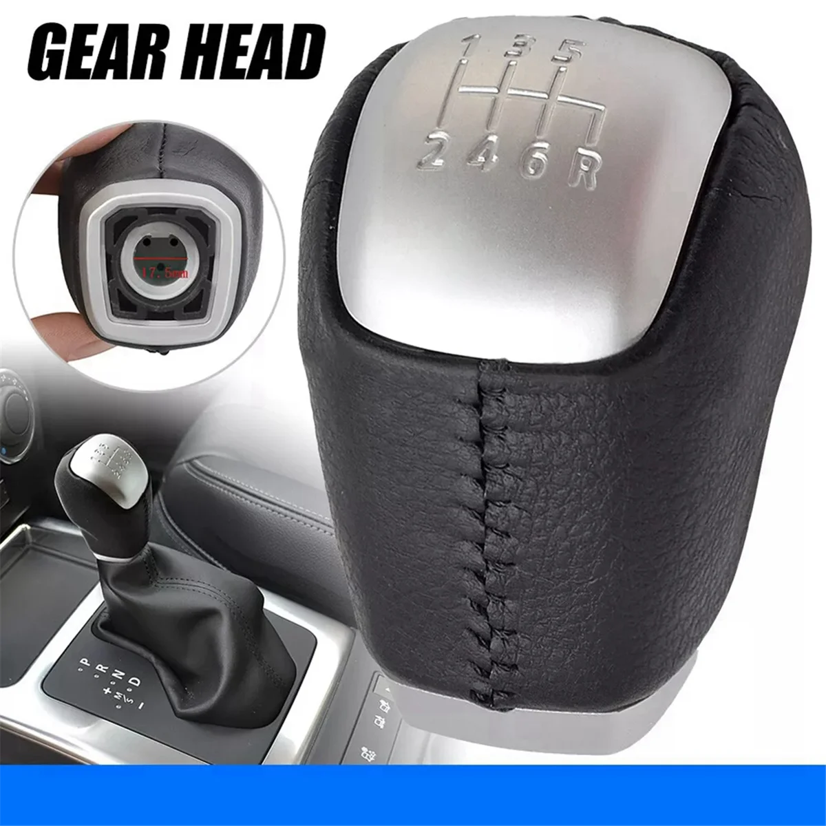 Manual 6 Speed Sport Car Gear Shift Knob for Range Evoque 2011-18 Hand-Stitched Gear Shift Knob Car Interior Accessory