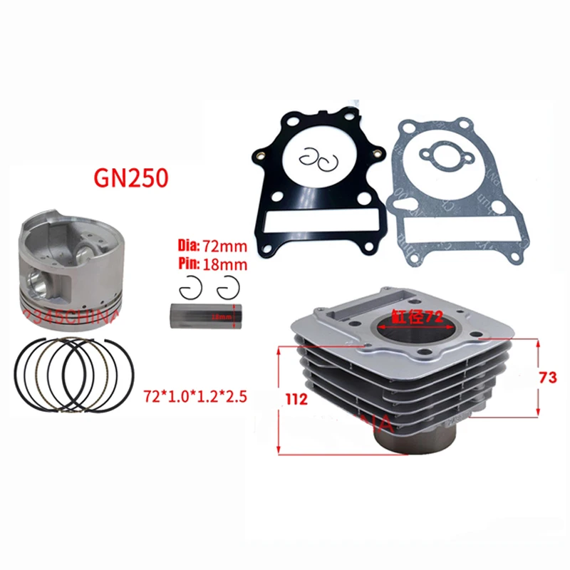Juego de Cilindros para Motocicleta, Anillo de Pistón para Haojue Suzuki Qingqi Jingcheng GN250 GS250 Intruder-250 SP250 ST250 TU250