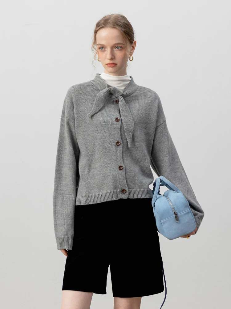 

Eggka Women's Knitted Sweater Cardigan Ear Strap Commuter Versatile Autumn New Sle Korean Version Faionable Top