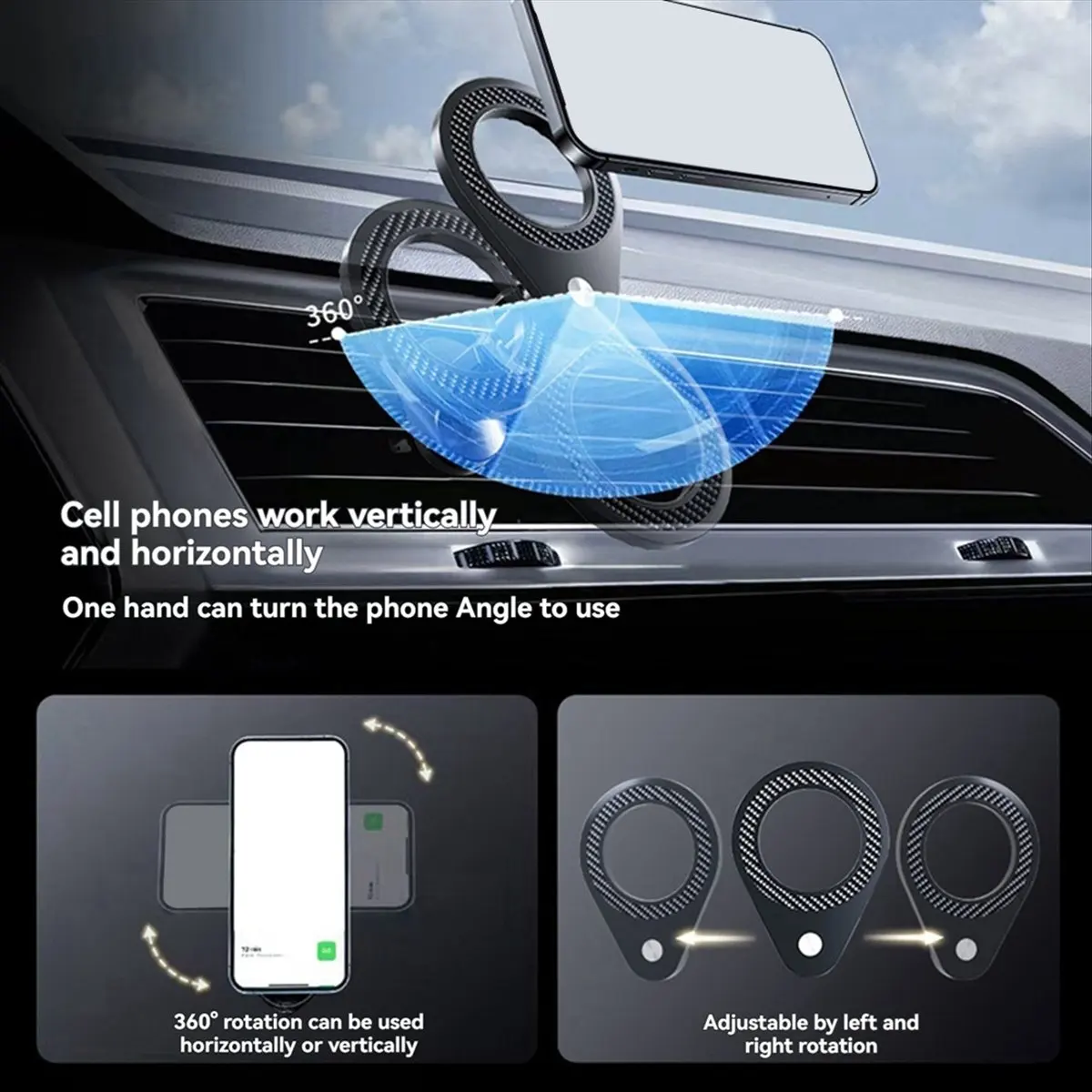 

M85K Ring Magnetic Car Phone Holder Air Outlet, Instrument Panel Car Phone Holder Ring Car Phone Holder