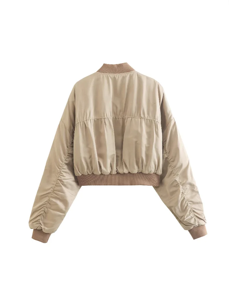 

Куртки-бомберы Женская куртка Темно-синяя осенняя саржевая прессованная высококачественная ПР со вставками Художественная минималистичная модная чистая одежда для поездок на работу