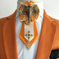 Noeud papillon de mariage haut de gamme pour hommes, conception originale, bijoux faits à la main, luxe, affaires, collier de banquet, fleur, biscuits, cadeaux