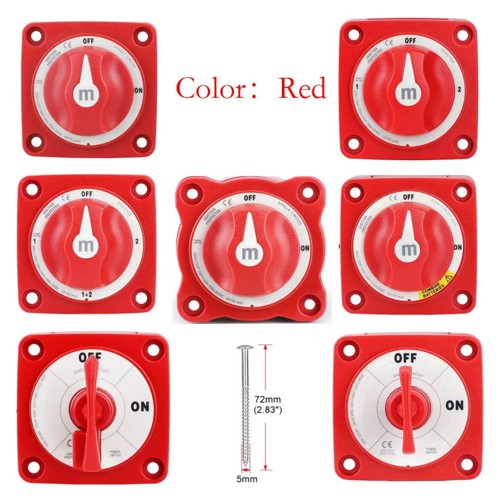 CNSPEED Selector Marine Isolator Disconnect Rotary Switch 2 3 4 Position Battery Mass Switch for Camper RV Truck Boat Caravan