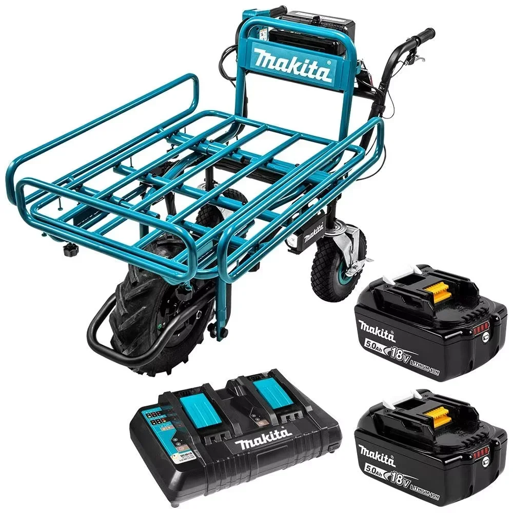 Brand New Makita DCU180PT2F 36V (18V X 2) 5.0Ah Li-ion Brushless Wheelbarrow With Pipe Frame 199116-7 Combo Kit