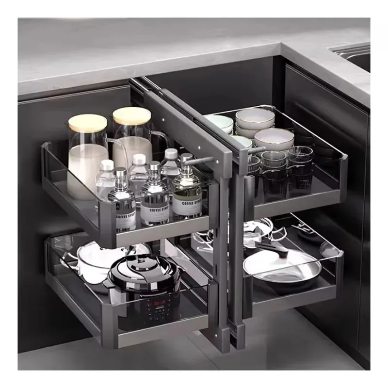 Drawer Full Open Magic Corner Kitchen Basket Pull Out Pantry Storage