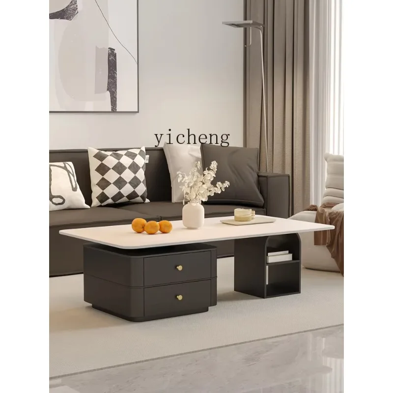 CZ-1 Stone Plate Coffee Table Home Small Apartment Minimalist Square Creative Tea Table Light Luxury High Sense