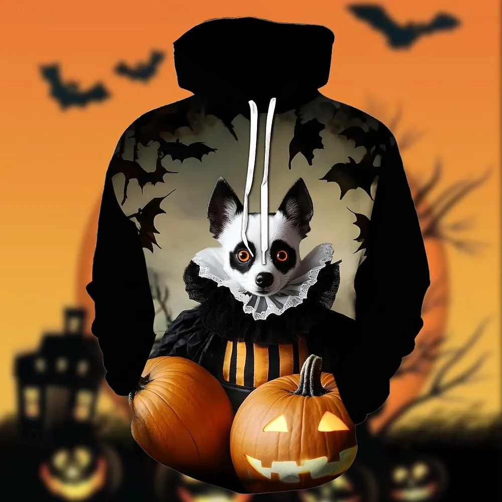 

3D Print Bat Graphic Men's Halloween Hoodies Fashion Creative Pumpkin Pattern Hooded Sweatshirts Autumn Winter Daily Casual Tops