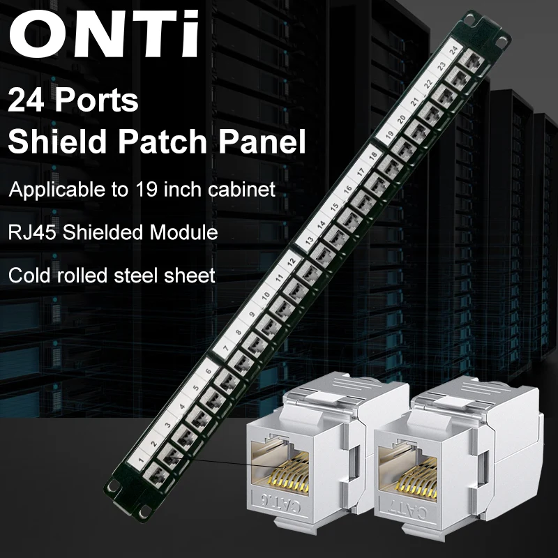 

1U 19" Inch RJ45 Shielded Module 24 Port Patch Panel Rackmount Wall Mount CAT5E,CAT6,CAT6A,CAT7,CAT8 STP Keystone Jack