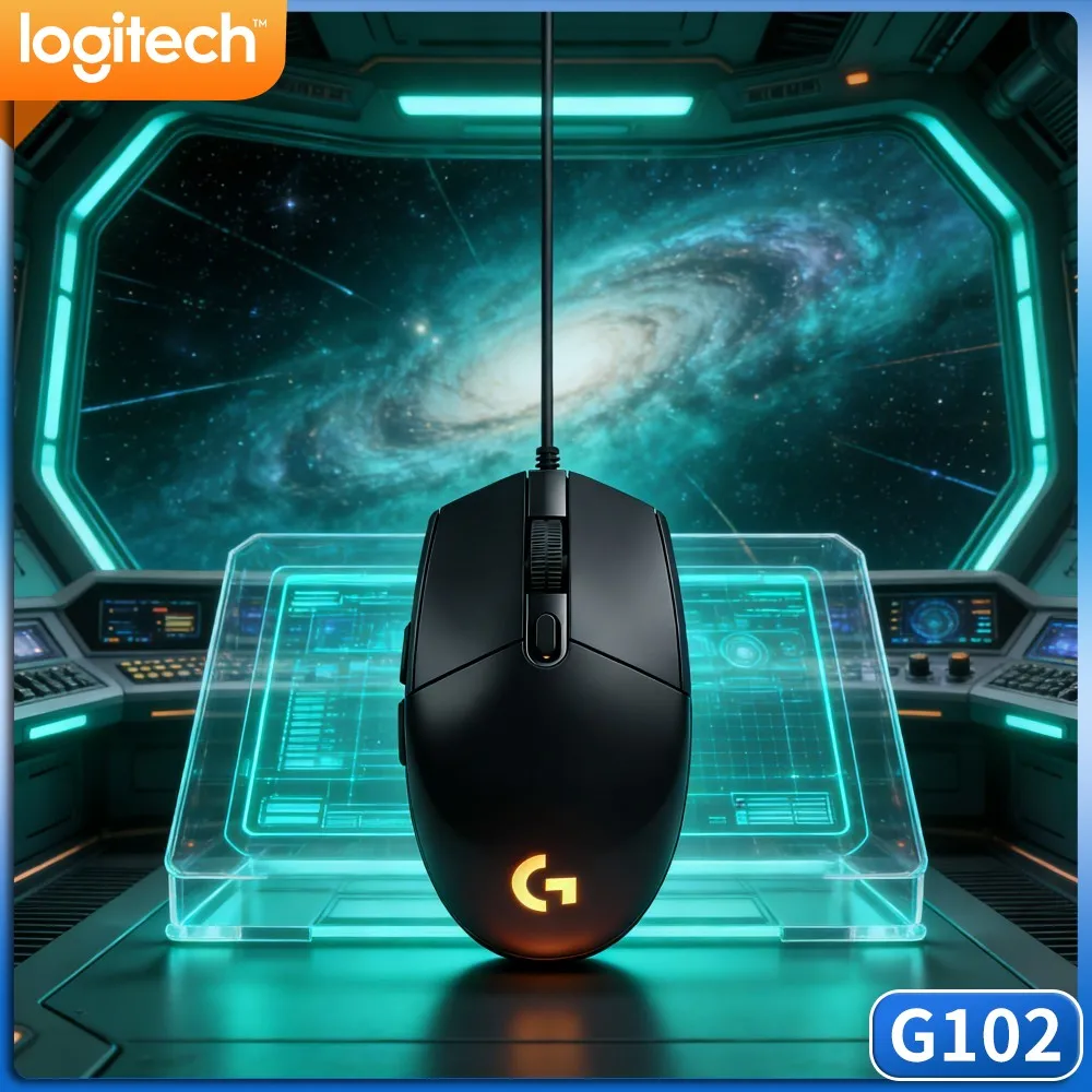 Mouse Gamer Logitech G102 com Fio, Pads de Deslizamento de Baixa Fricção, Economize Esforço ao Mover o Mouse pela Superfície da Mesa