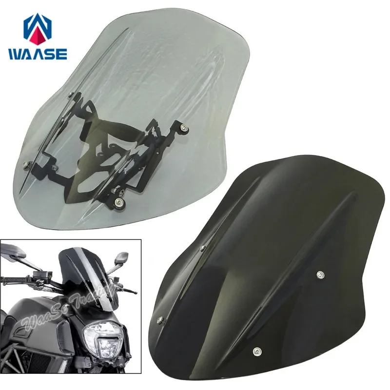 

WAASE для Ducati Diavel 2014 2015 2016 2017 2018, лобовое стекло, ветровой дефлектор, щит, козырек, стекло