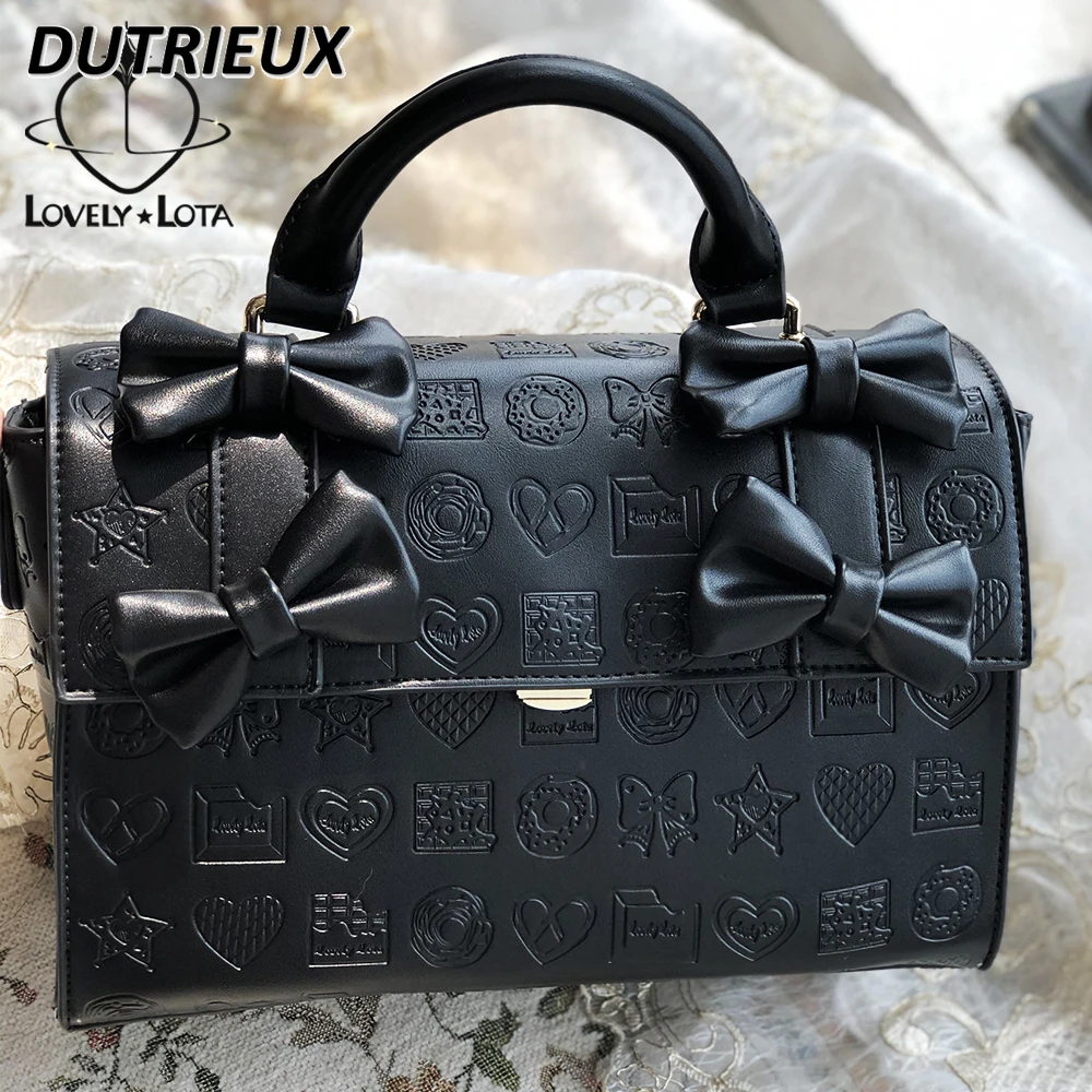 

Lovely Lolita Original Sweetheart Embossed Chocolate Girlfriend Portable Cross Body Bucket Bags Female Black Single-Shoulder Bag