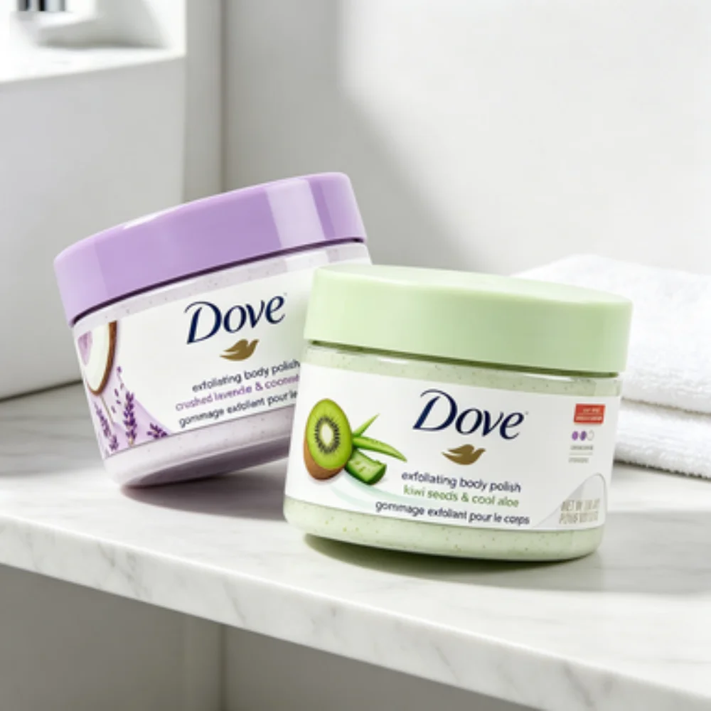 INS Hot Dove Moisturizing Exfoliator Exfoliating Creamy Dense Texture Almond Mango Lavender Coconut for Dry Rough Skin for Body