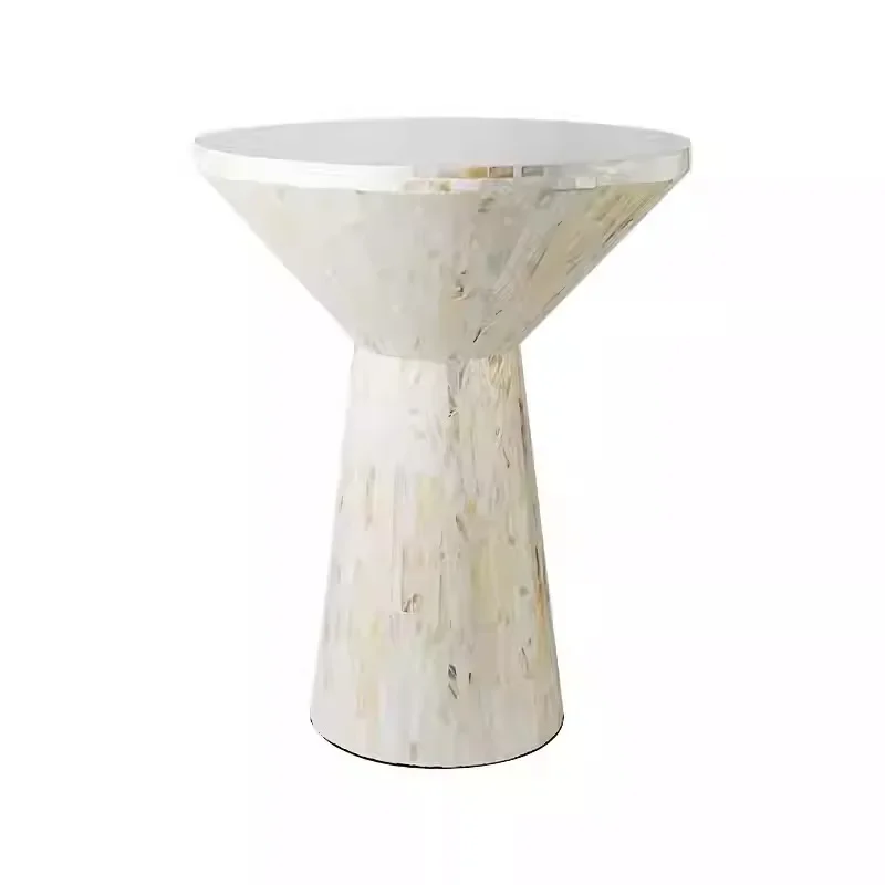 Luz francesa de lujo con borde de concha de lámina dorada, sofá esquinero, mesa de centro, adorno artístico para sala de estar, mesa de muebles de alta gama