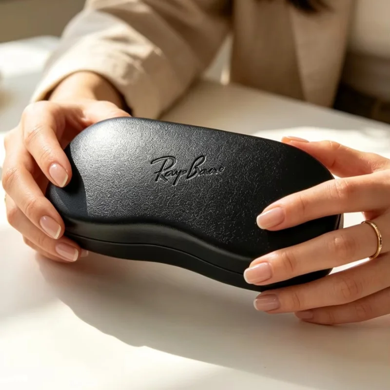 Ray-Ban Black Hard Shell Glasses Case Portable Sunglasses Storage Box Crush Resistant Eyewear Protector For Men Women