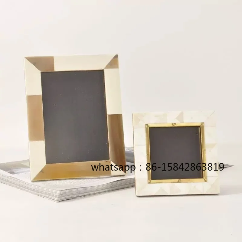 Modern Simple Beef Bone Copper Photo Frame Home Soft Decoration Ornament Bedroom Bedside Table Decorative Photo Frame
