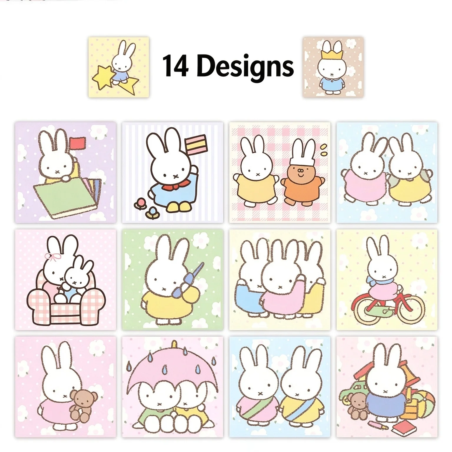 Cute Rabbit Roll Stickers Kawaii Cartoon Square Decals For Journal Scrapbook Notebook Desk Decor Adhesive Label Stickers D