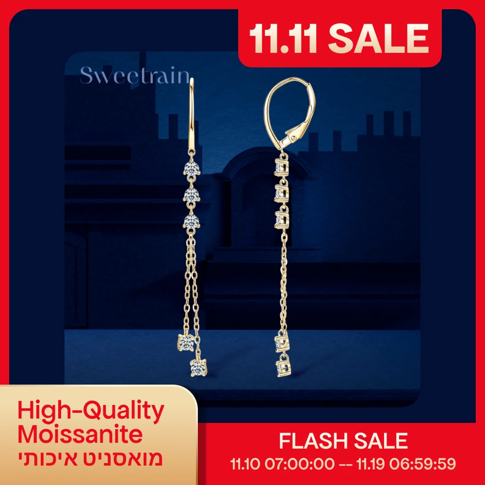 

Женские серьги-капли Sweetrain с муассанитом 3 мм, длинная кисточка, стерлинговое серебро 925 пробы, покрытие 18 карат, ювелирные изделия с бриллиантами GRA