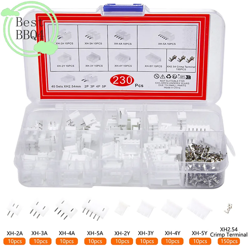 (BBQ4)230Pcs XH2.54 PH2.0 2p 3p 4p 5 Pin 2.54mm 2.0mm Pitch Terminal Kit JST Connector Wire Connectors Adaptor Box Packing