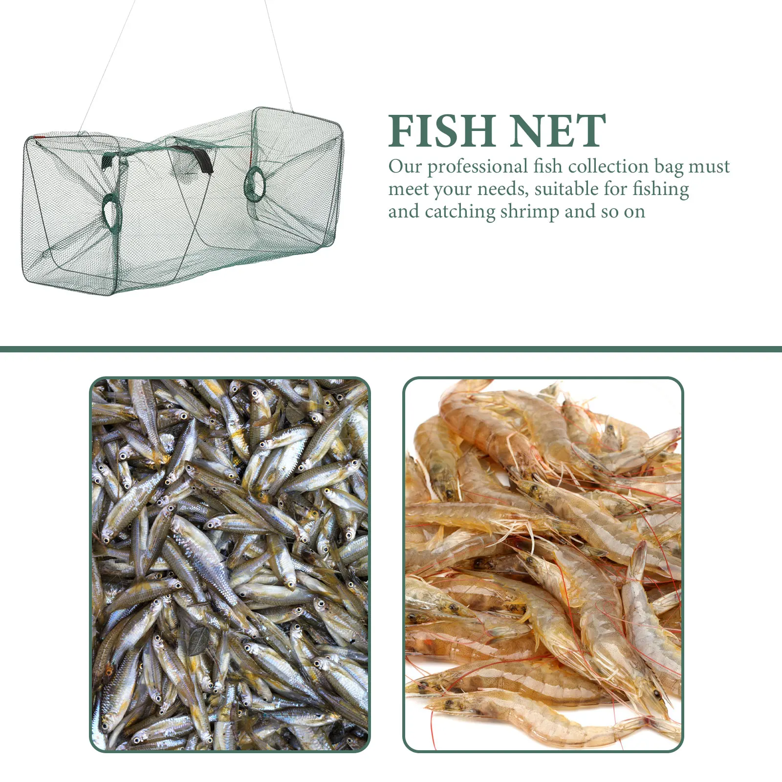 

Folding Shrimp Cage Fishing Net Portable Mesh Bag Wear Resist Storage Replacement Nylon Fish Catching Supplies