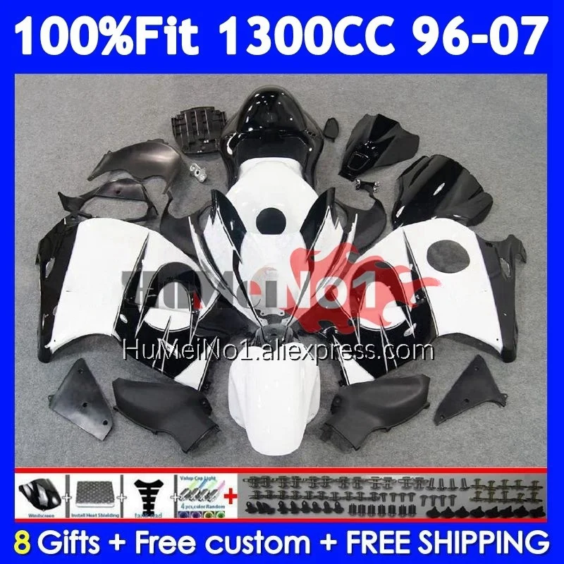 Fairing For SUZUKI GSXR White black 1300 CC Hayabusa GSXR-1300 126No.42 GSXR1300 96 97 98 99 00 01 2002 2003 2004 2005 2006 2007