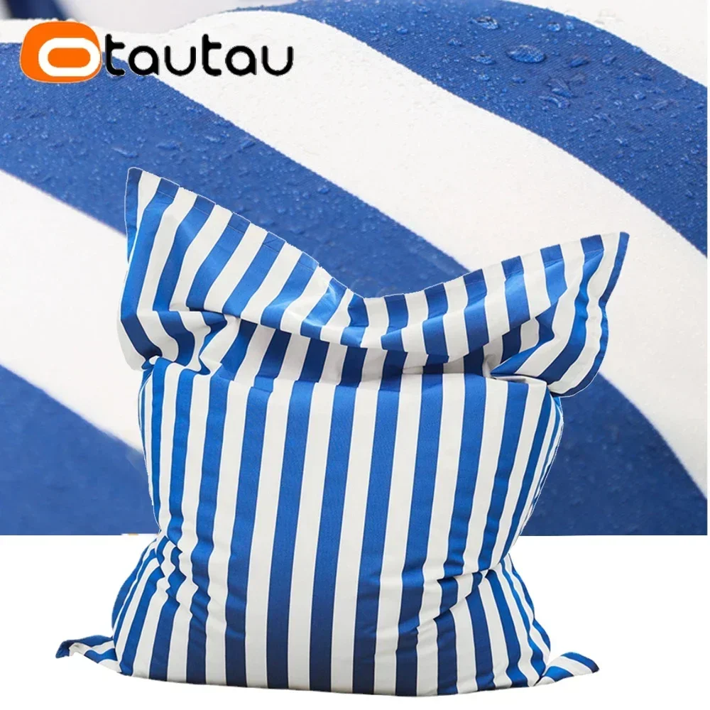 OTAUTAU 6ft Sqaure Swimming Pool Floating Pillowsac Pouf Cover No Filler Outdoor Beach Garden Puff Salon Bean Bag Sofa Bed SF081