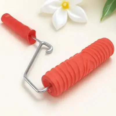 

-Inch Wall Decoration Painting Roller Wood Grain Pattern Rubber Roller Plastic Handle Durable Paint Tool For Diy