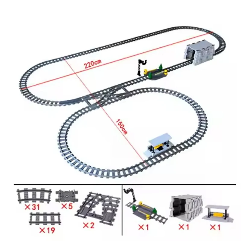mocローラーコースター-クロス円形線路-鉄道列車シーン-ビルディングブロック-diyブリック-おもちゃ-レールカー-レゴと互換性あり