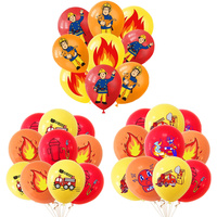 10/30pcs 12inch Fireman Sam Balloons Fire Truck Theme Birthday Decorations Firefighter Latex Balloon Party Supplies Kids Gifts