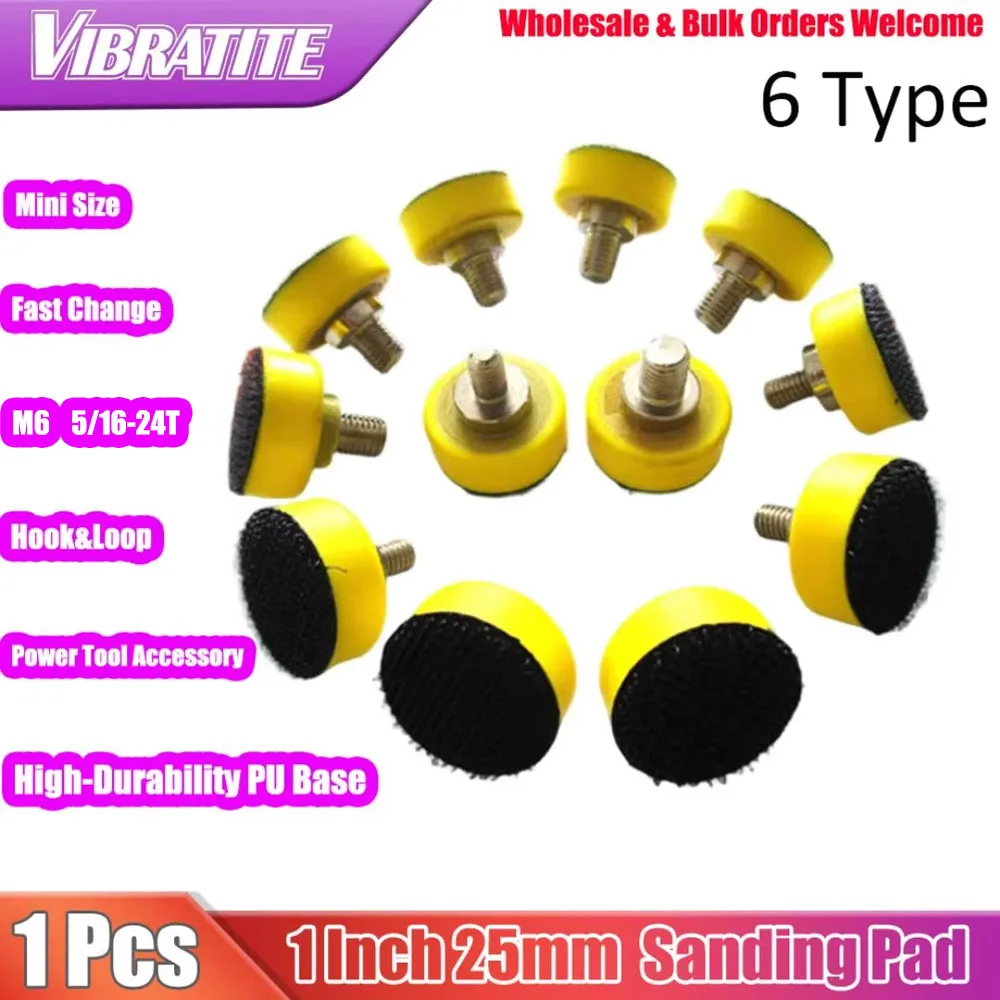 1 Inch 25mm M6 5/16-24T Thread Hook&Loop Sanding Pad Sander Backup Pad for Rotary Grinder Sandpaper Discs