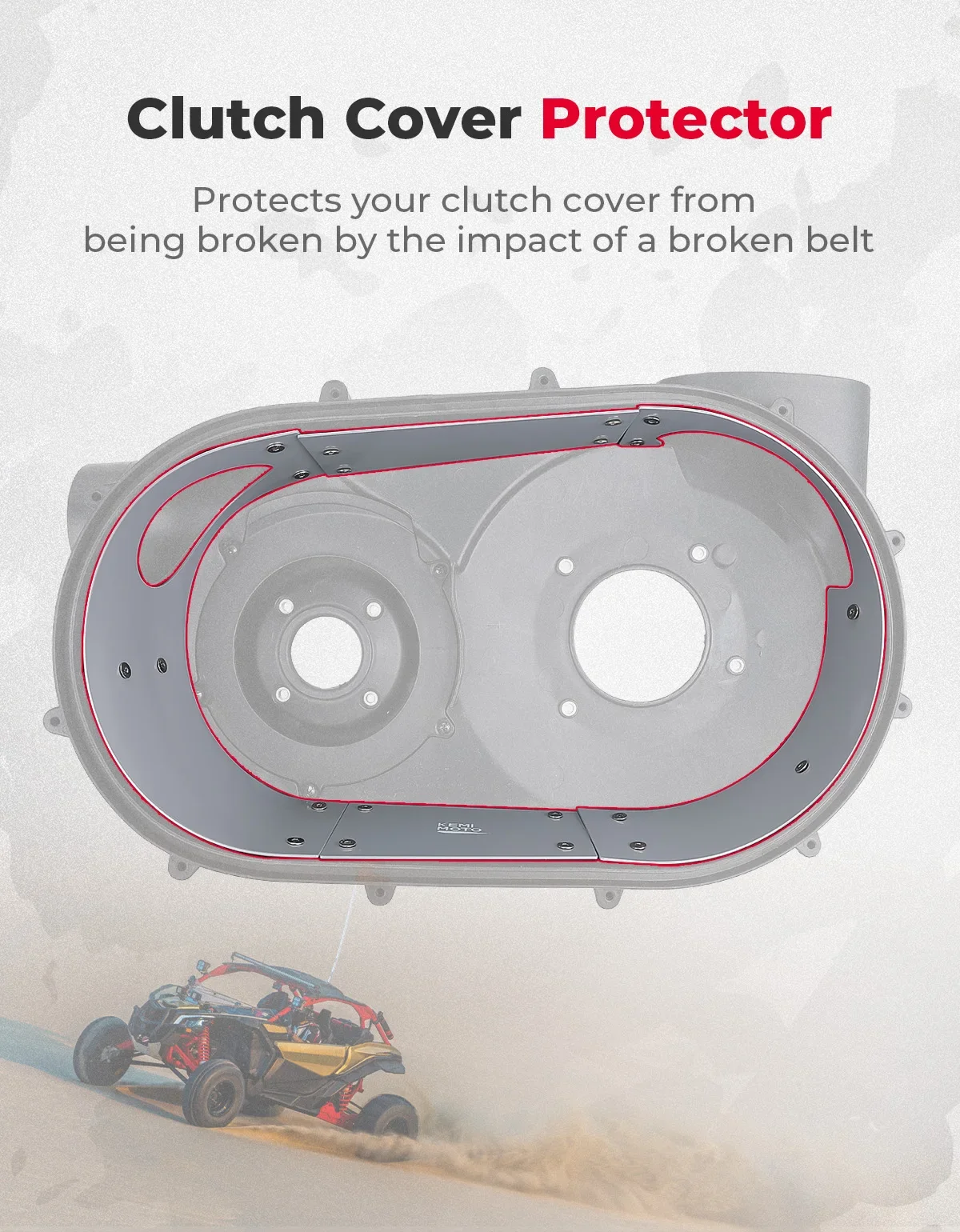 KEMIMOTO-Inner Clutch Cover Guard, Drive Shield Protector, Cinto de Aço Inoxidável, Can-Am Maverick X3 Max Silver UTV 4x4 2/4 Door, Protector