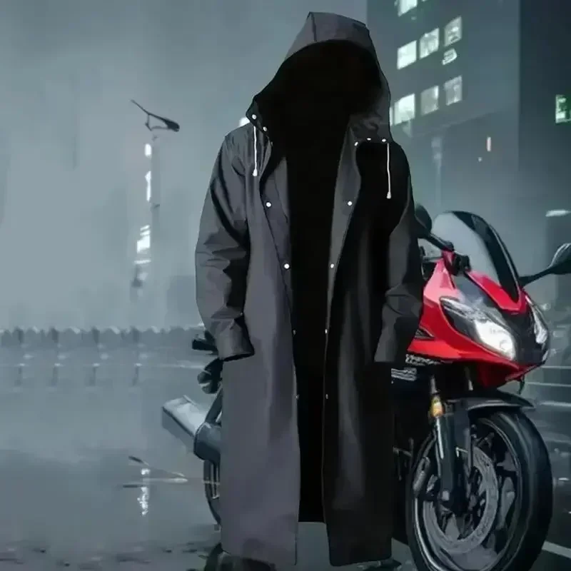 

Черный мужской и женский плащ с капюшоном, плащ для взрослых, утолщенное пончо для улицы, ветрозащитное пончо из веревки для взрослых